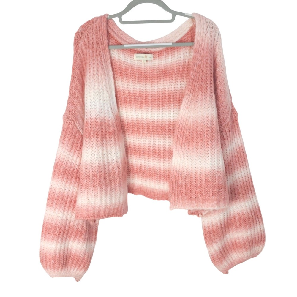 Penelope Rose Oversized Cropped Chunky Knit Cardigan XL/1X Pink‎ Ombre Striped